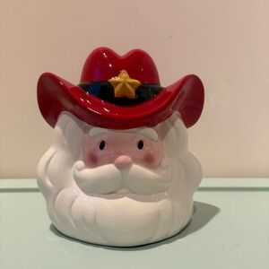 Adorable HEB Destination Holiday Ceramic Cowboy Santa Head Christmas Décor- NWT